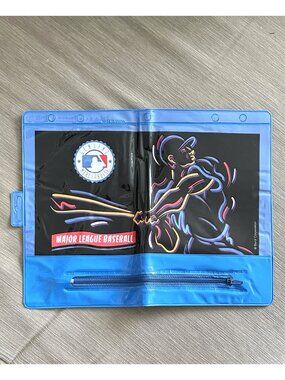 Vtg Major League Baseball MLB Pencil Pouch Vinyl Zip Unpunched Empire Berol NOS